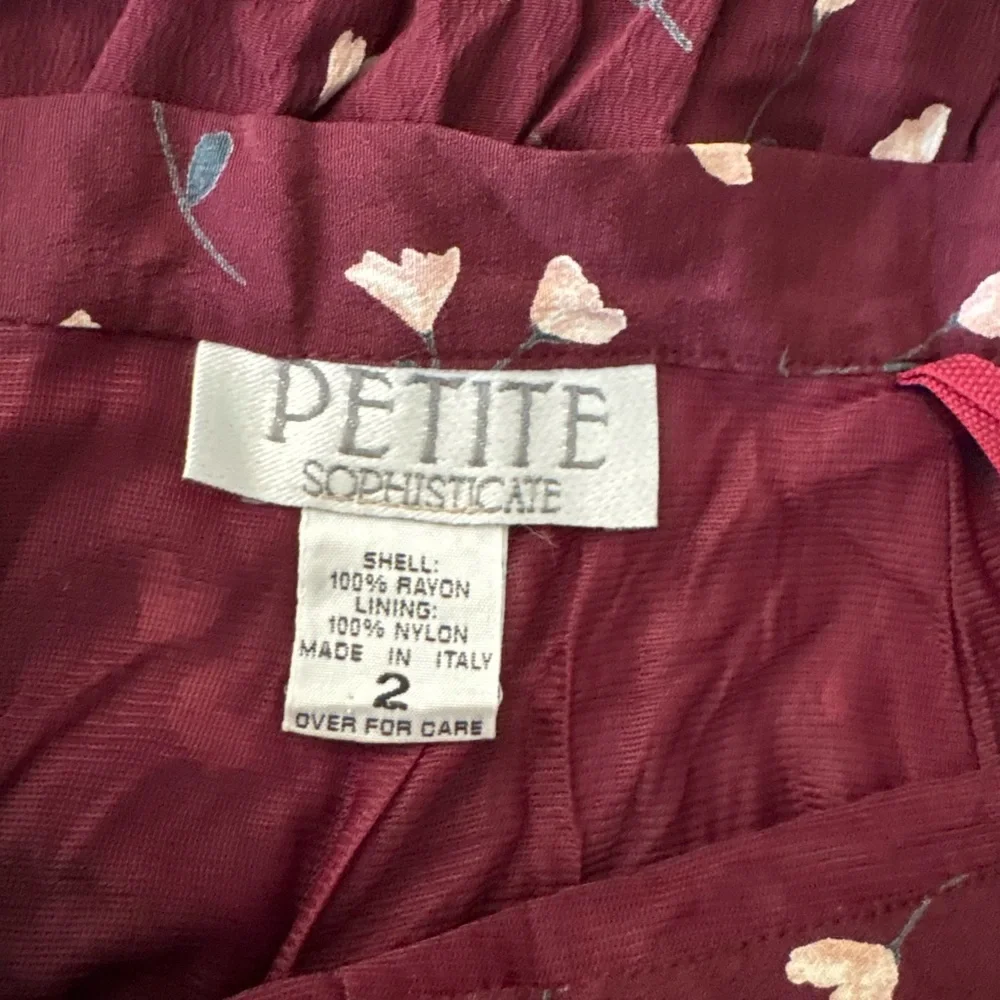 Petite Sophisticate Burgundy Floral Skirt
